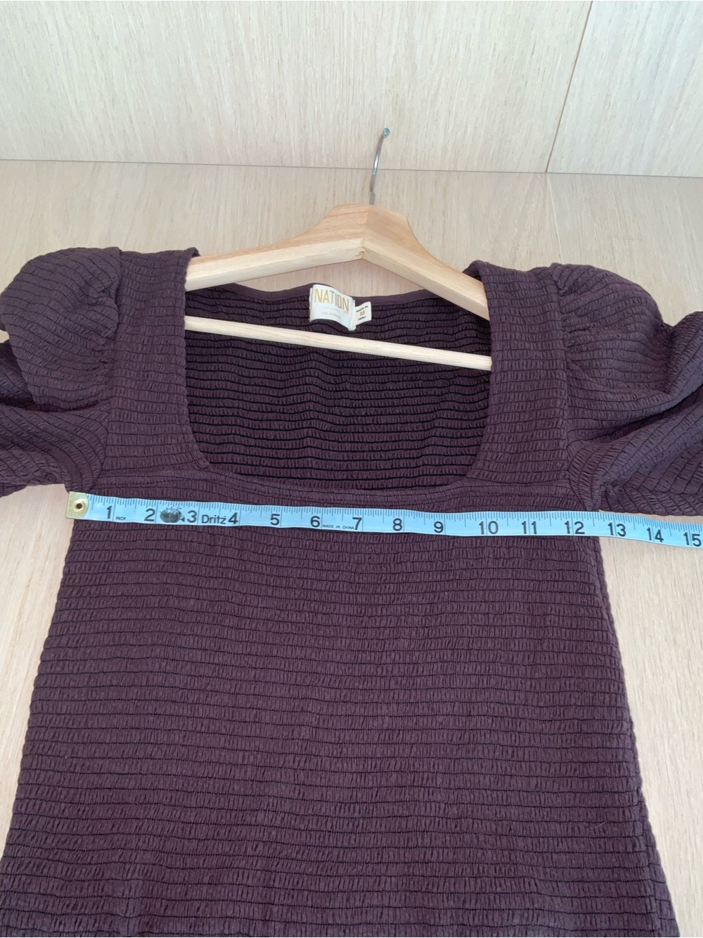 Nation LTD Plum Zandra smocked Square Neck Puff Sleeve Top - Picture 7 of 8